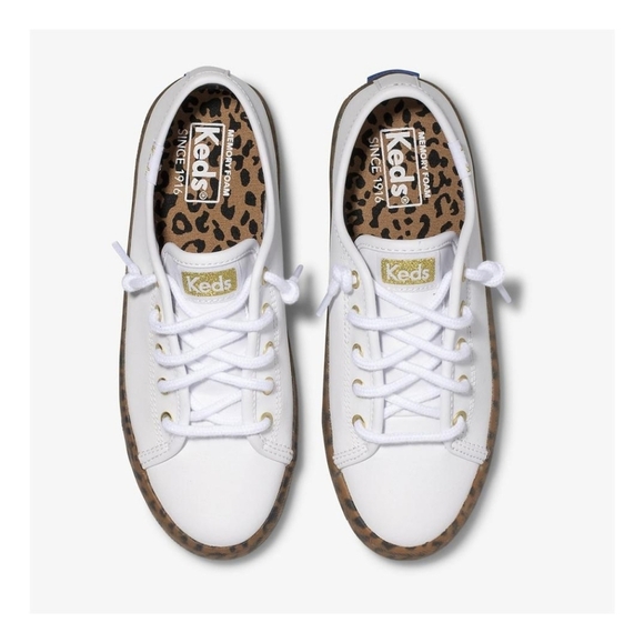 Keds | Leather Kickstart Leopard Foxing Sneaker White - Picture 3 of 8